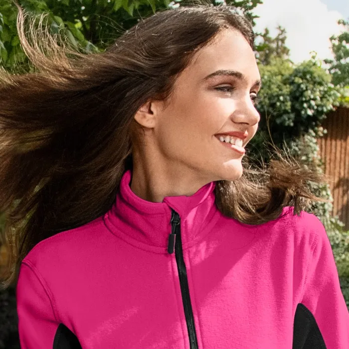 Chaqueta de mujer polar en contraste - Cuello elevado para proteger del frío en el cuello.