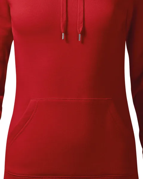 Sudadera de mujer con capucha sin cremallera - Corte cónico con costuras laterales.