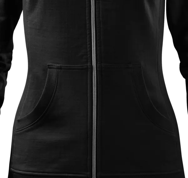 Sudadera de mujer sin capucha - Corte cónico con costuras laterales.