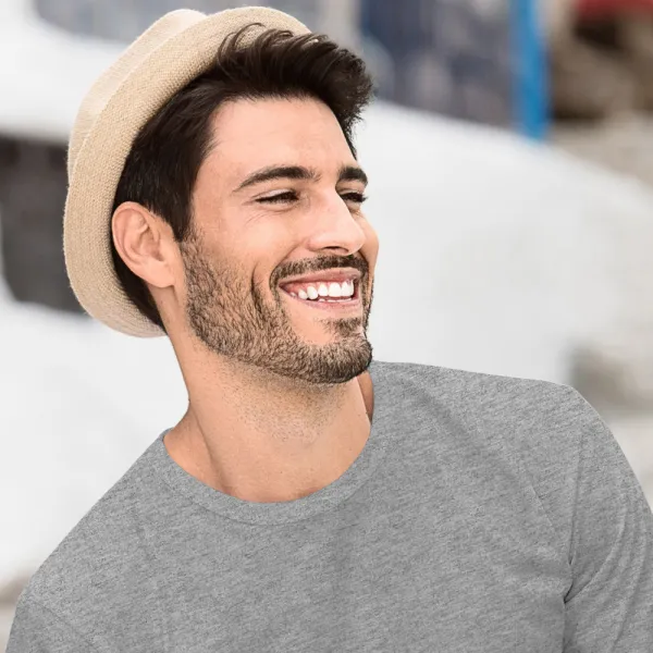 Camiseta de manga larga para hombre - Escote redondo clásico