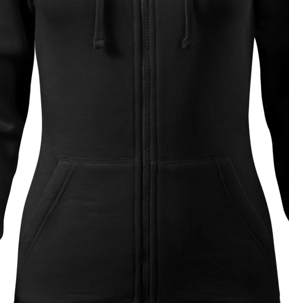 Sudadera de mujer con capucha - Corte cónico con costuras laterales.