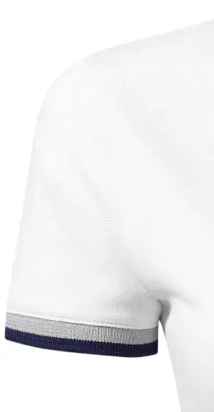 Polo de mujer con cuello hacia arriba - Mangas cortas con rayas en contraste.