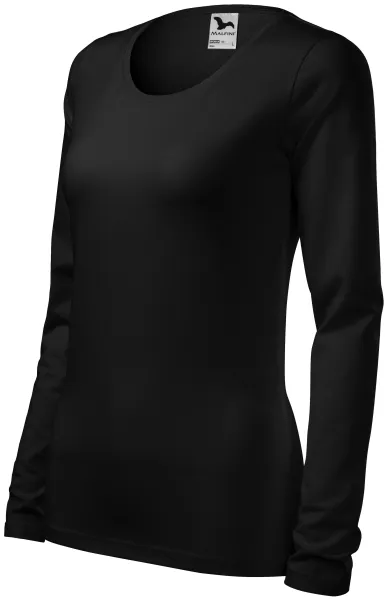 Camiseta ajustada de mujer con mangas largas. - Camiseta cómoda de algodón para mujer.